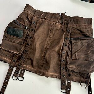 DOLLS KILL DARKER WAVS CEDAR FREQUENCY SMALL CARGO MINI SKIRT